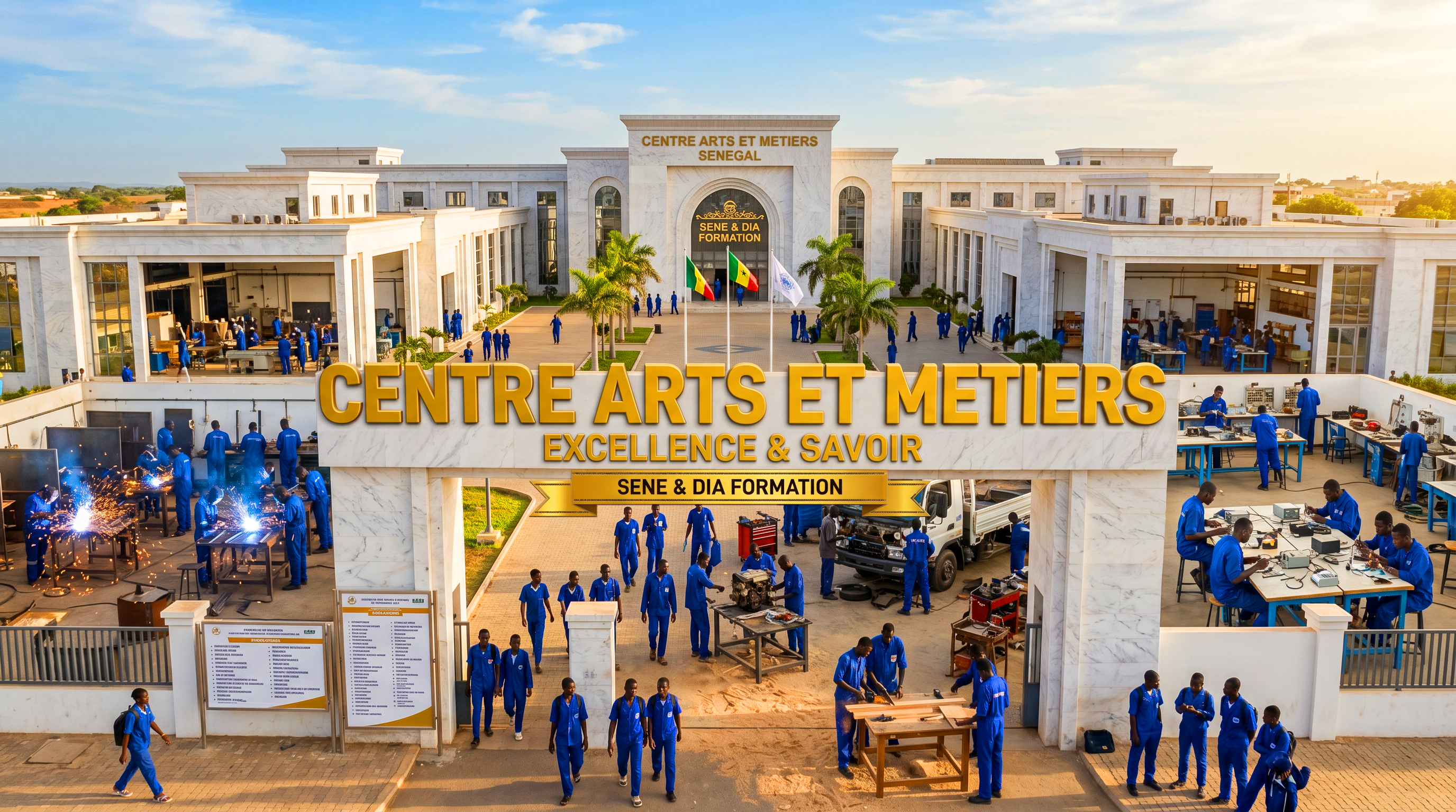 Photographie aérienne réelle du Centre des Arts et Métiers du Sénégal